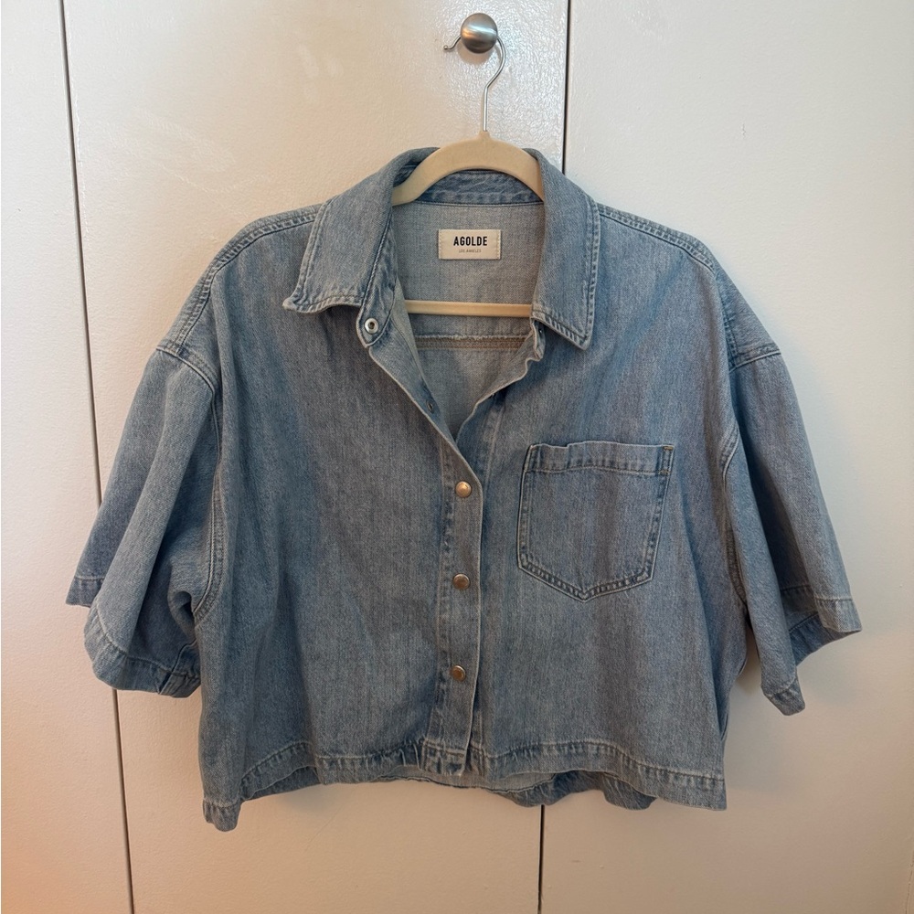AGOLDE Women's Rona Cropped Denim Shirt size S